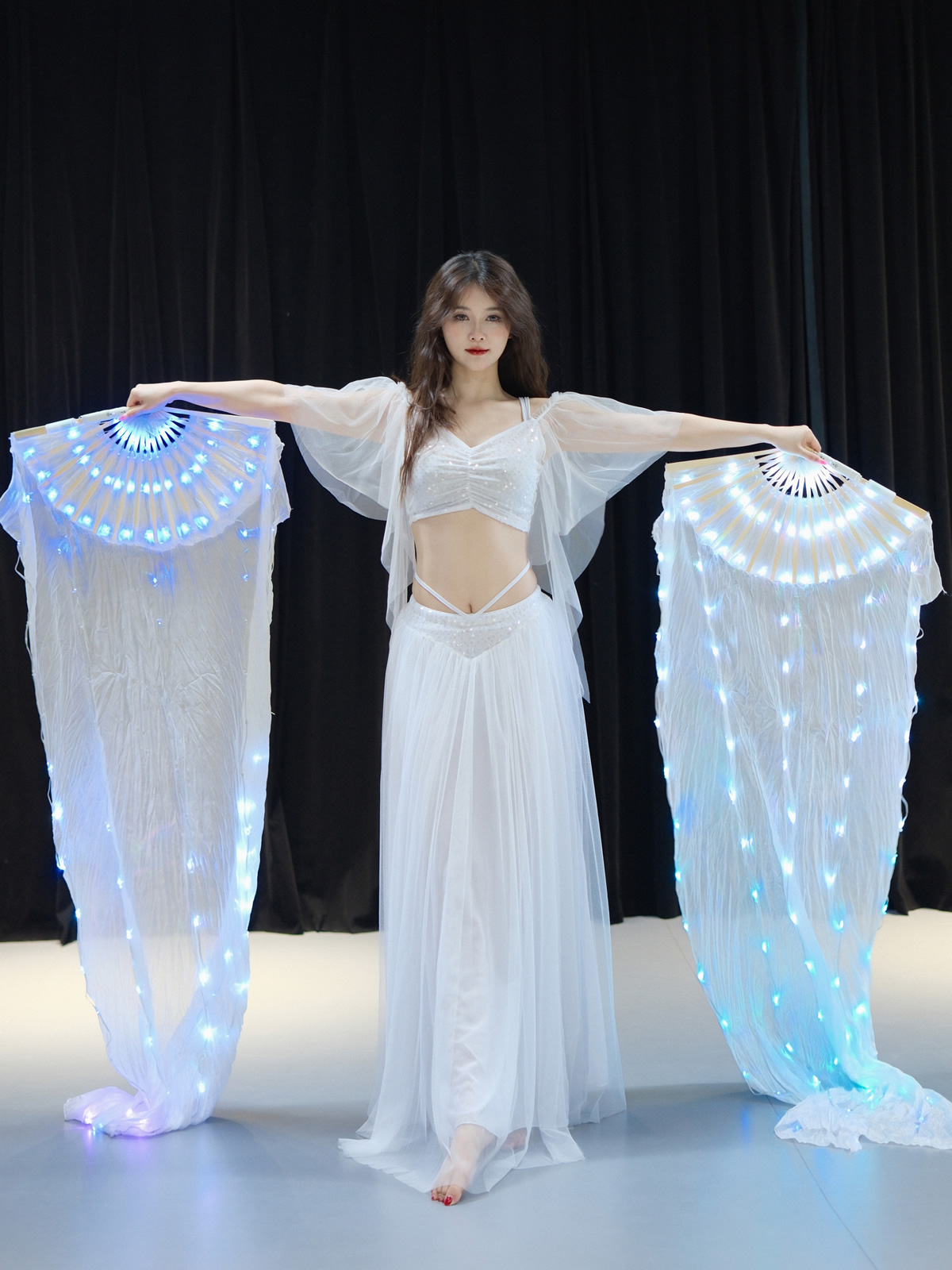 Women's Led belly dance fan veil (1 pair)